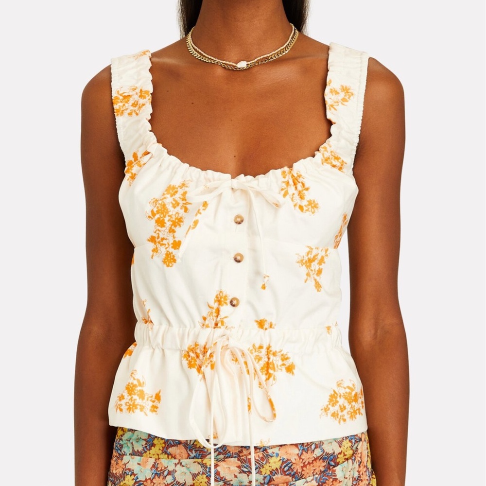 Ciao Lucia White Buttoned Ruffled Tank Top